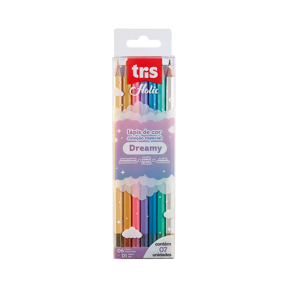 Lápis de Cor Tris Holic Dreamy 6 Cores + Lápis HB