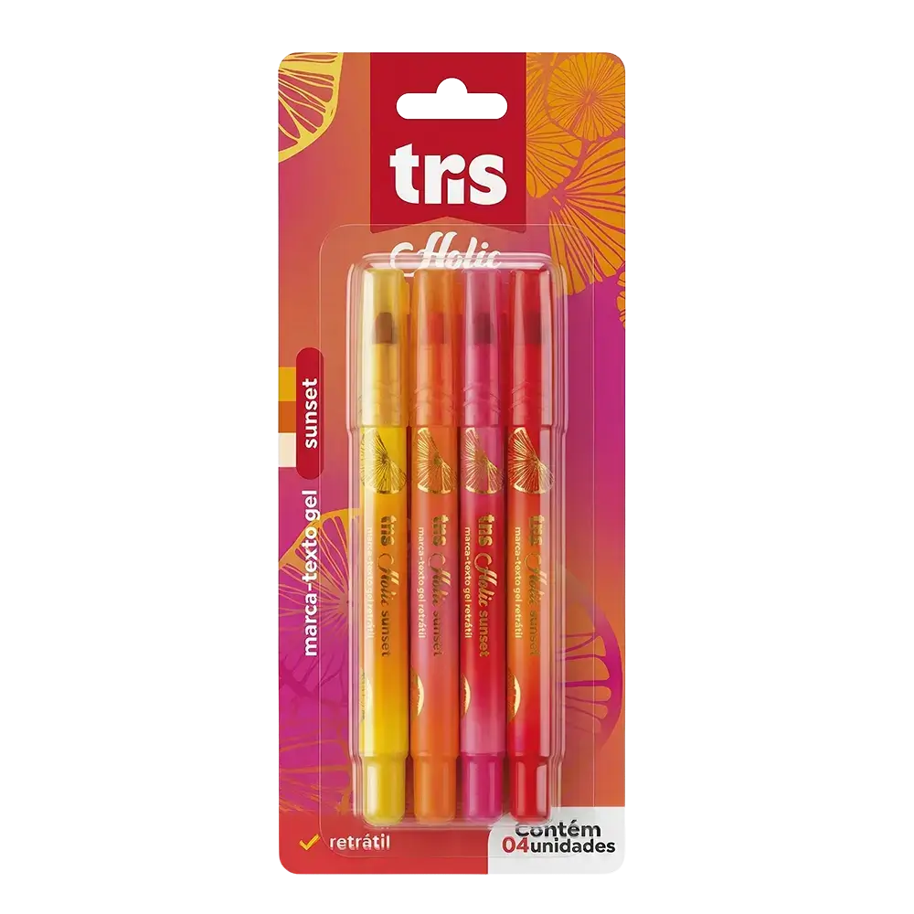 Marca-Texto em Gel Tris Sunset – Cartela com 4 Unidades
