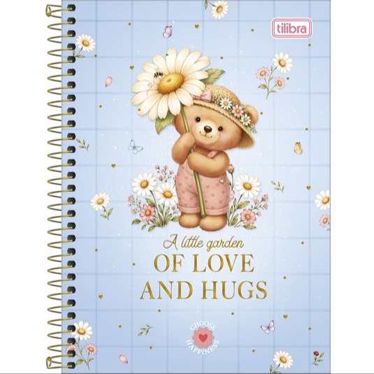 Caderno Espiral Capa Dura Tilibra Love Bears 1/4 - 80 Folhas