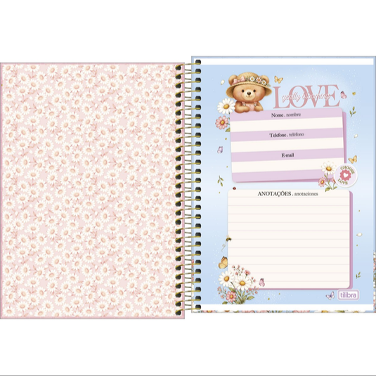Caderno Espiral Capa Dura Tilibra Love Bears 1/4 - 80 Folhas