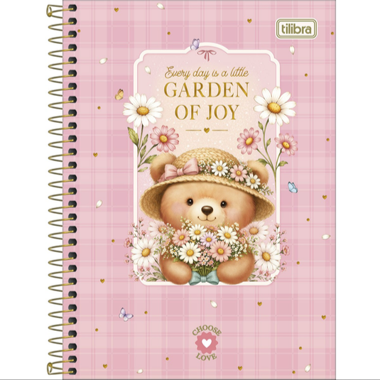 Caderno Espiral Capa Dura Tilibra Love Bears 1/4 - 80 Folhas