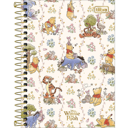 Caderneta Espiral Capa Dura Tilibra Pooh 1/8 - 80 Folhas