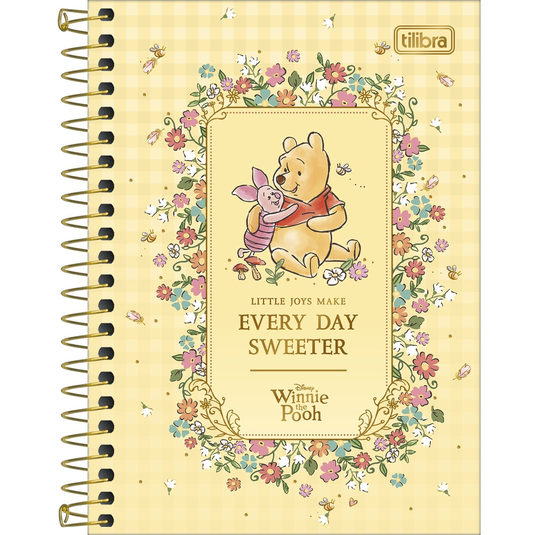 Caderneta Espiral Capa Dura Tilibra Pooh 1/8 - 80 Folhas