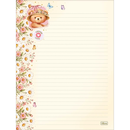 Papel de Carta Love Bears Tilibra - 48 Folhas