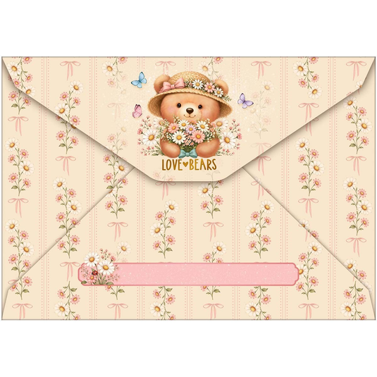 Papel de Carta com Envelope Tilibra Love Bears