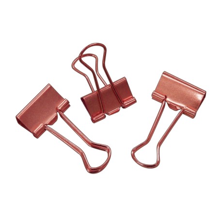 Prendedor de Papel Tilibra 19 mm Rosa e Dourado - Blister com 12 Unidades