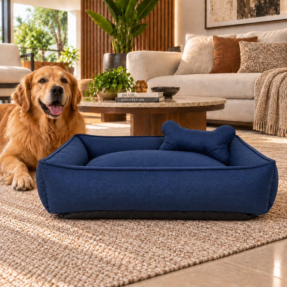 Cama Pet Suede Premium Impermeavel Pequena Cor:Azul