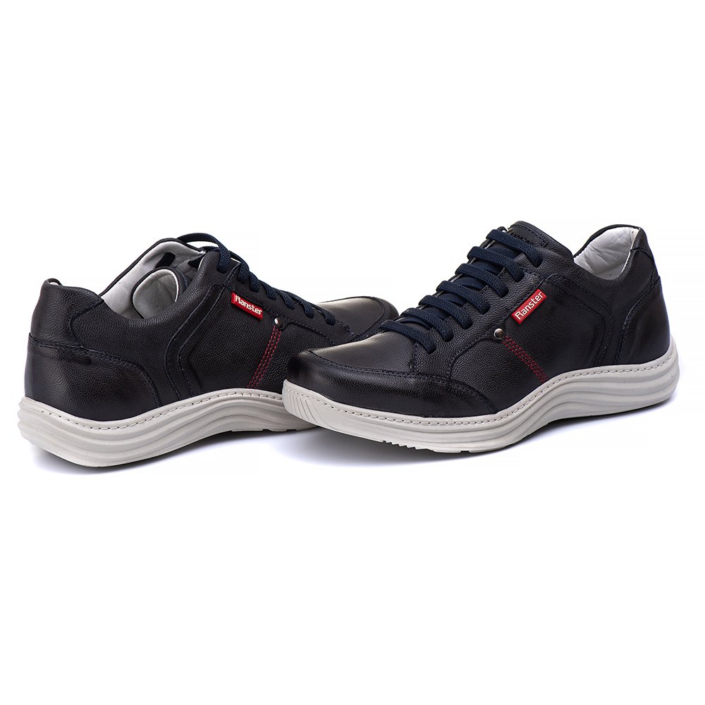 Sapatênis Casual Conforto Couro Azul
