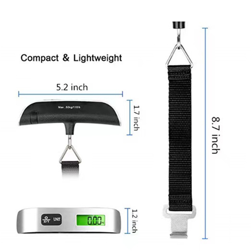 Balança portátil display digital lcd 110lb/50kg bagagem eletrônica suspensa mala