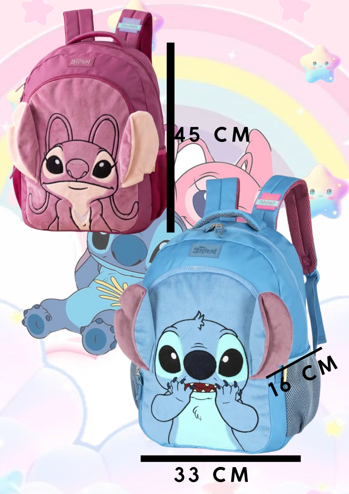 Mochila de Costa Angel Orelhinhas Pelucia Roxo