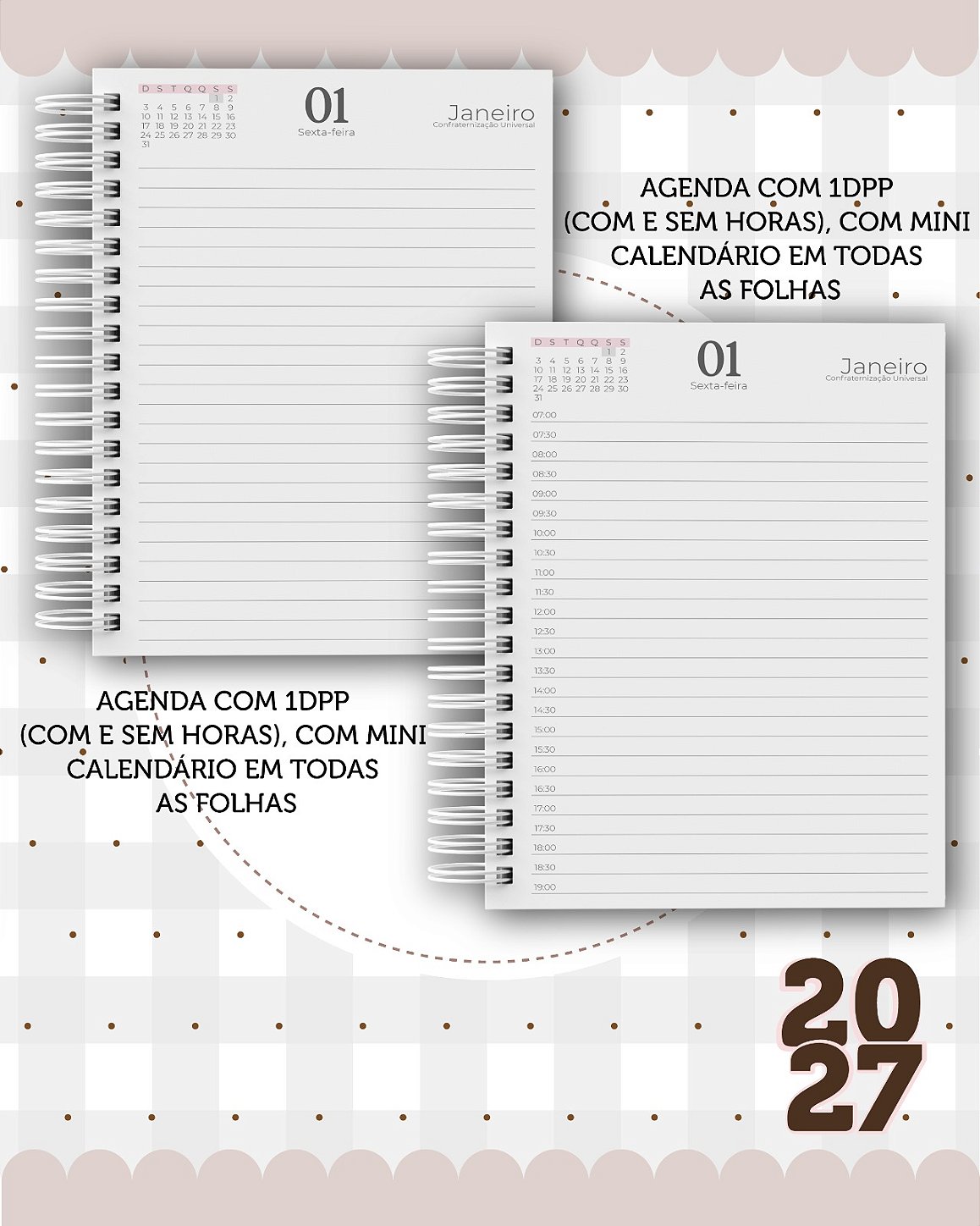Agenda Personalizada 2027 - Coleção Delicada