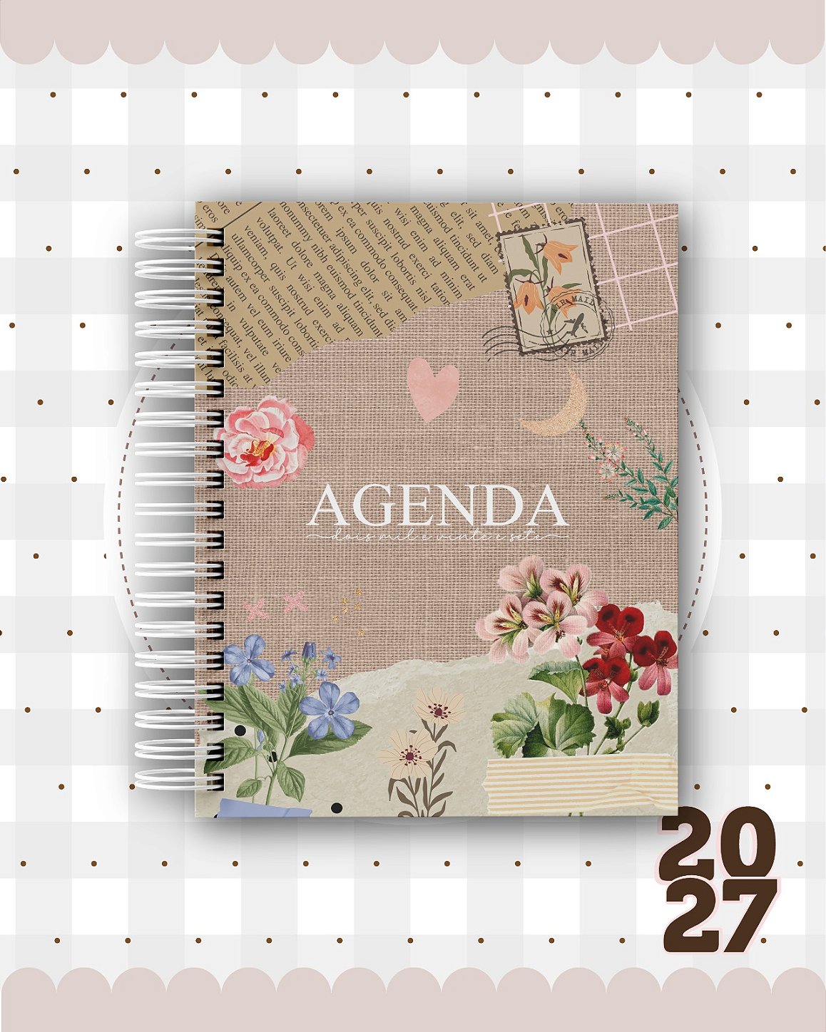 Agenda Personalizada 400 PÁGINAS 2027 - Coleção Delicada
