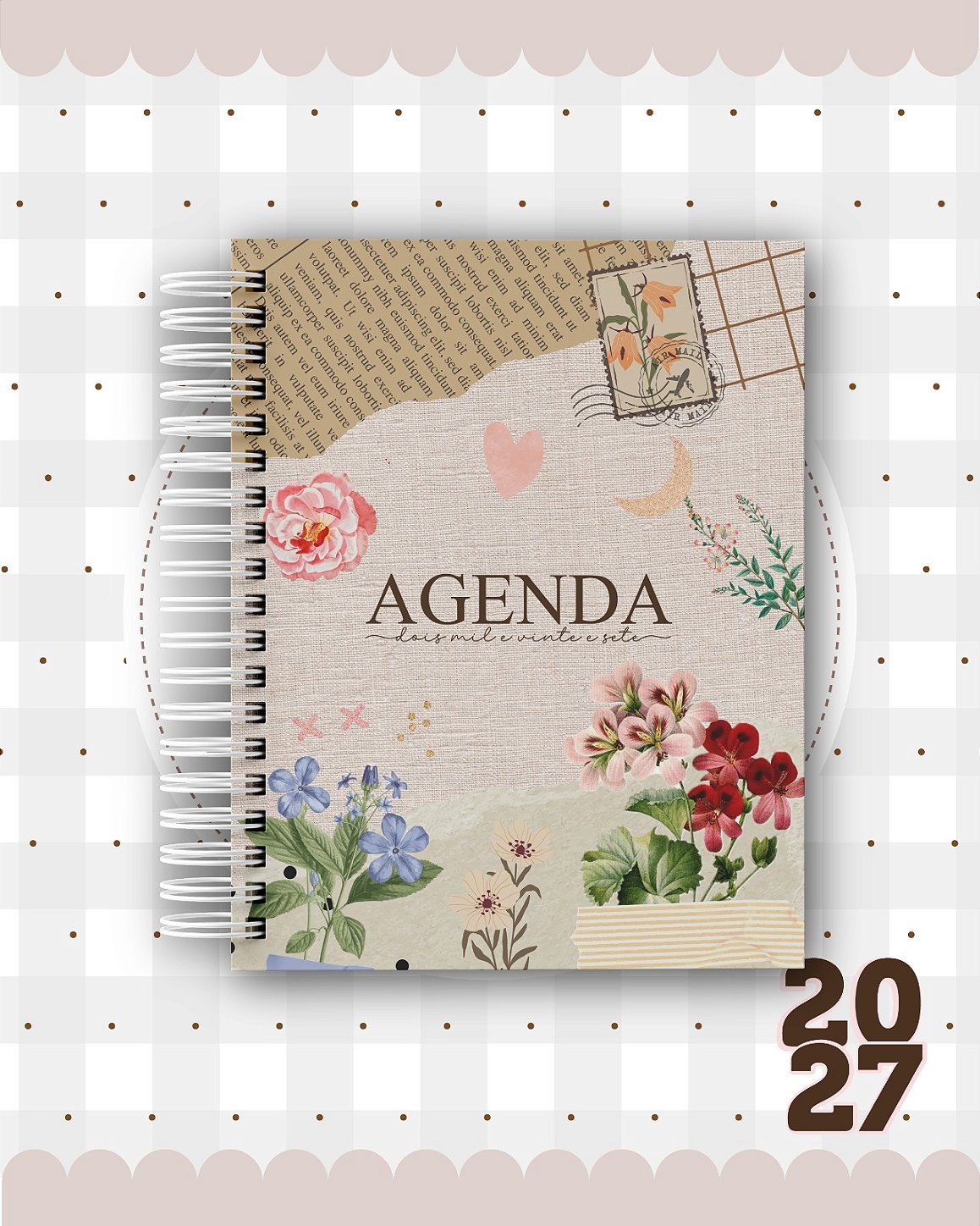 Agenda Personalizada 400 PÁGINAS 2027 - Coleção Delicada