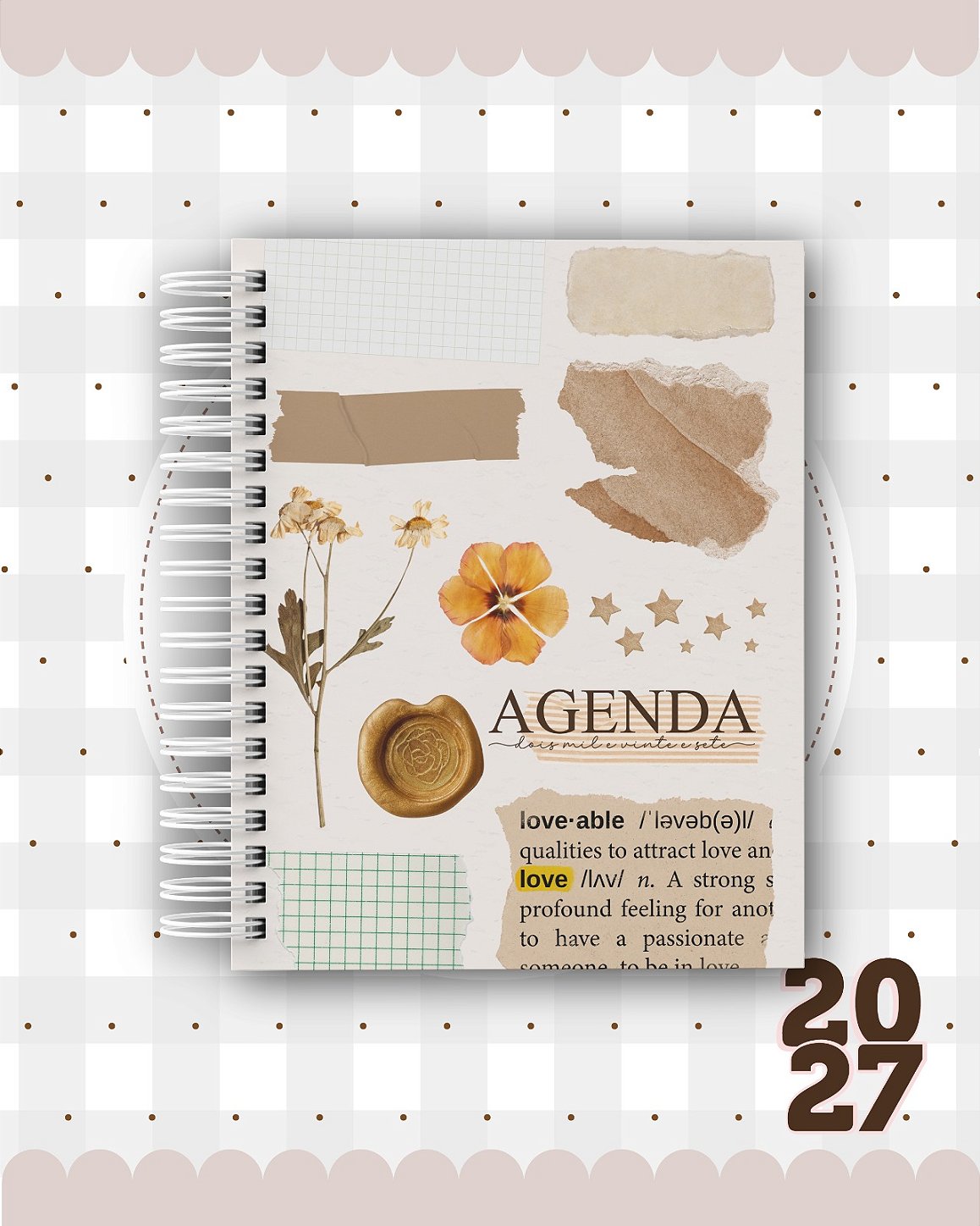 Agenda Personalizada 400 PÁGINAS 2027 - Coleção Delicada