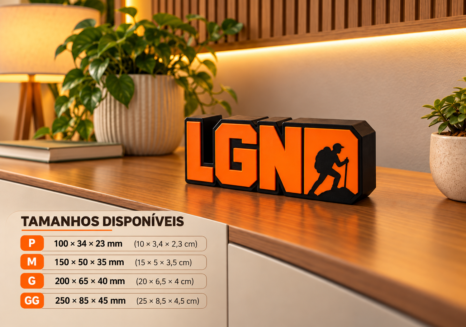 Enfeite de mesa Legendário LGND 3D Decorativo laranja e preto