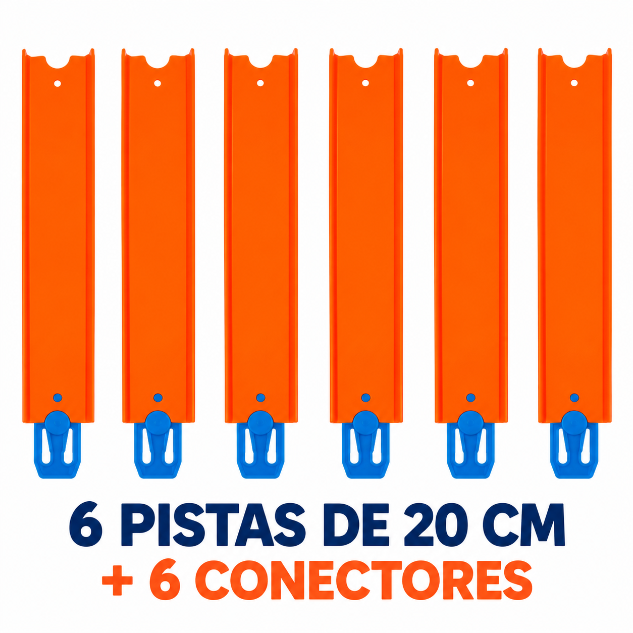 Kit 6 Pistas Retas 20 cm cada Compatíveis Com Hot Wheels Com Conectores