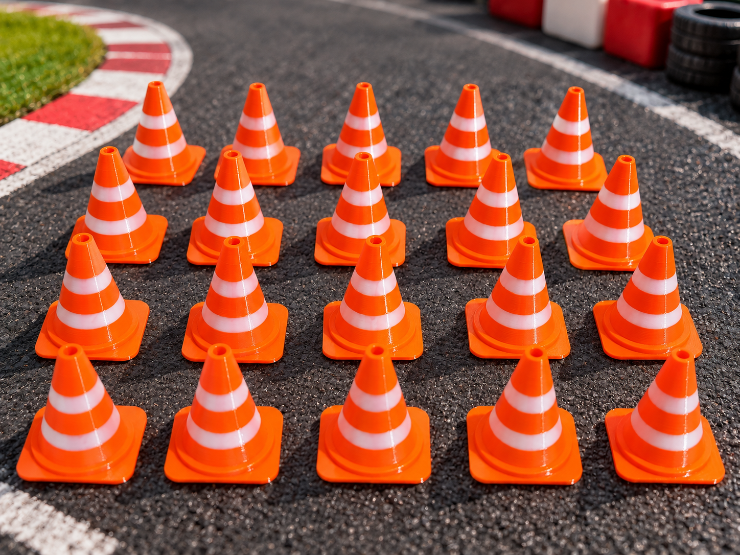 kit 20 Cones Miniatura Escala 1:32 2,4 cm para Pistas de Carrinhos hotweels laranja e branco