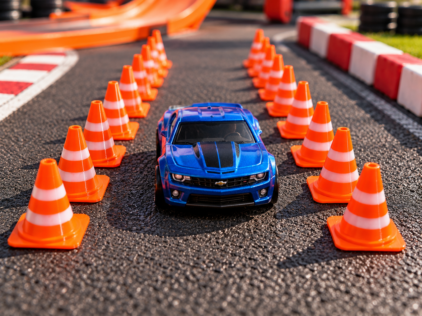 kit 20 Cones Miniatura Escala 1:32 2,4 cm para Pistas de Carrinhos hotweels laranja e branco
