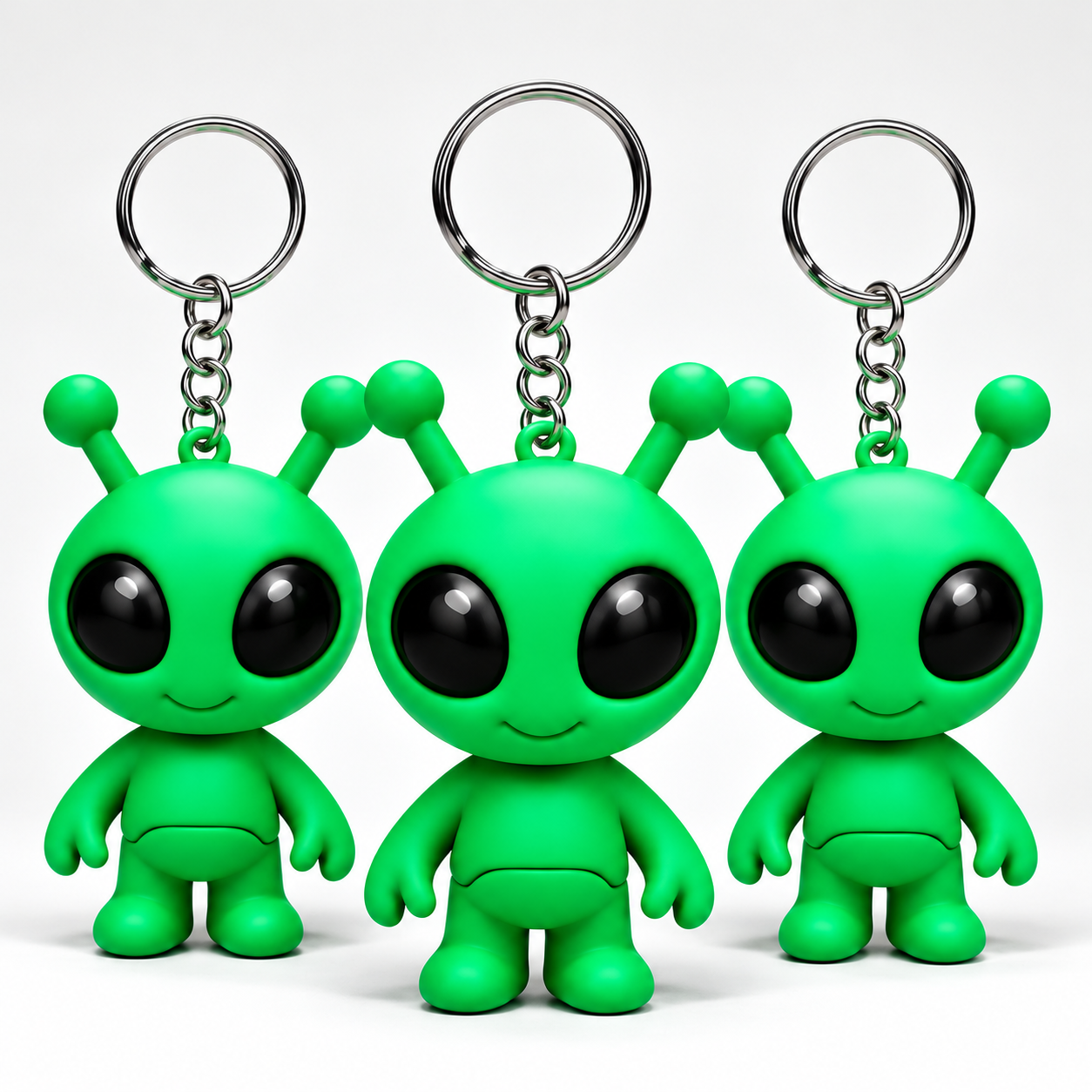 KIT 3 Chaveiro Alien Verde 3D Articulado Colecionável