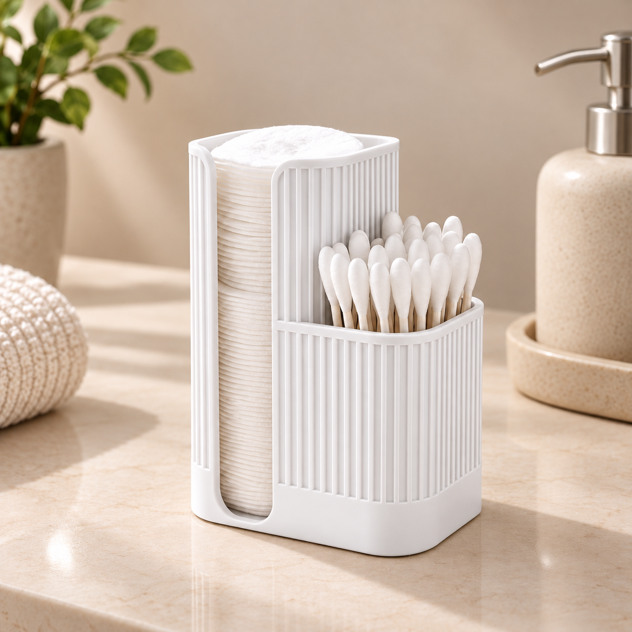 Porta Algodão e Cotonete Japandi Decorativo Organizador em Impressão 3D