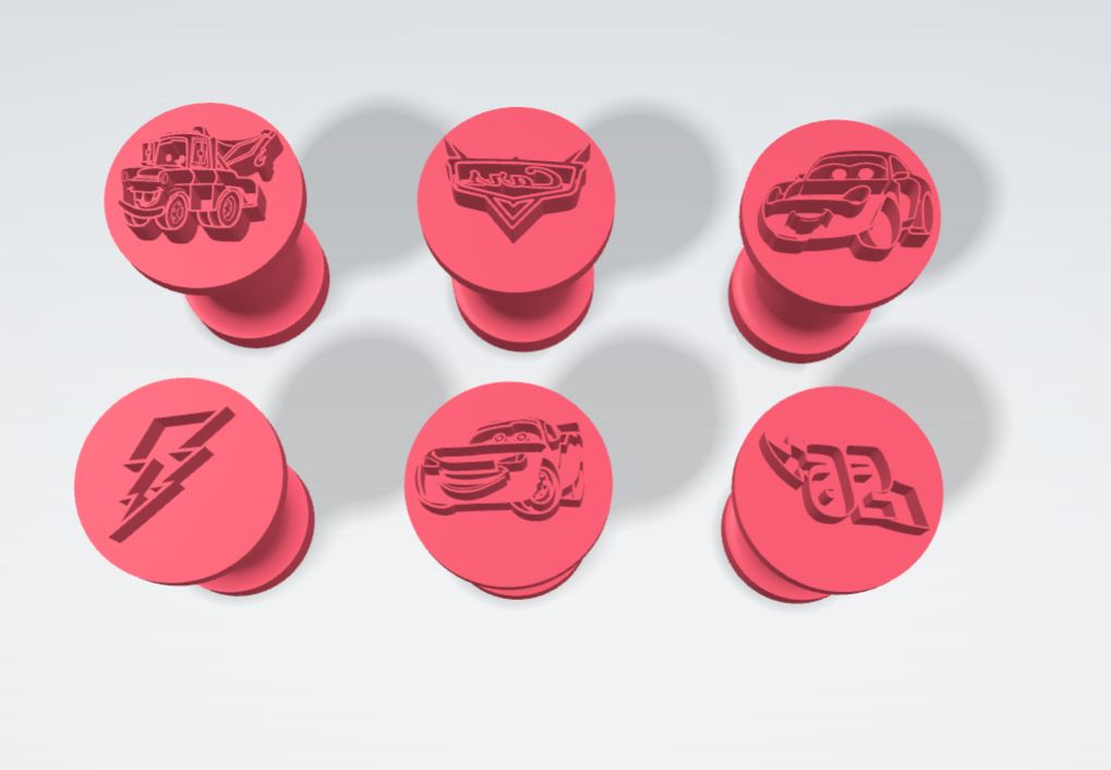 Carimbos Relâmpag Mcqueen para Brigadeiros e Doces 8 unidades – Impressão 3D