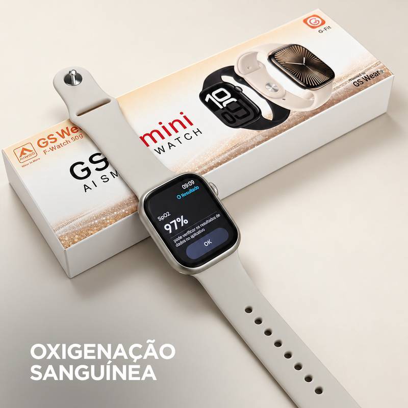 Smartwatch GSWEAR GS10 Mini 41mm Tela 1,75” IPS, Ligações, Ilha Dinâmica e IP67