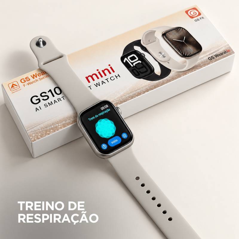 Smartwatch GSWEAR GS10 Mini 41mm Tela 1,75” IPS, Ligações, Ilha Dinâmica e IP67