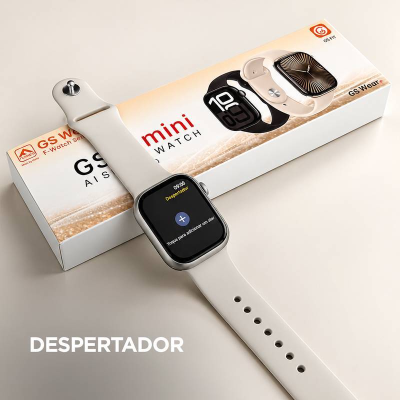 Smartwatch GSWEAR GS10 Mini 41mm Tela 1,75” IPS, Ligações, Ilha Dinâmica e IP67