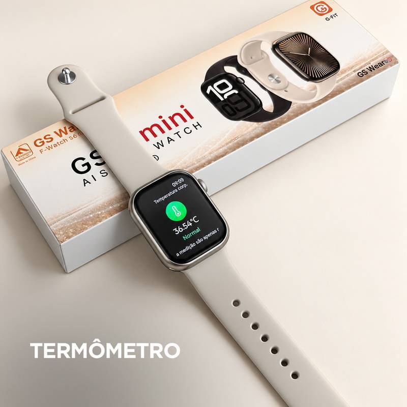 Smartwatch GSWEAR GS10 Mini 41mm Tela 1,75” IPS, Ligações, Ilha Dinâmica e IP67