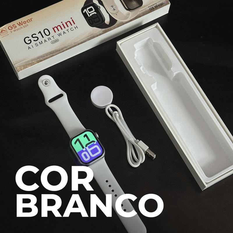 Smartwatch GSWEAR GS10 Mini 41mm Tela 1,75” IPS, Ligações, Ilha Dinâmica e IP67