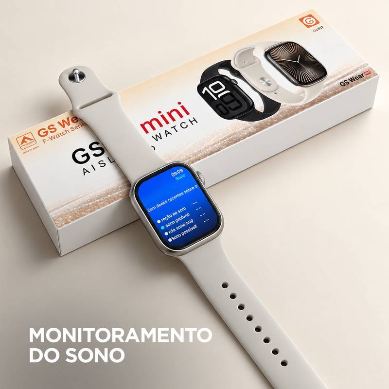 Smartwatch GSWEAR GS10 Mini 41mm Tela 1,75” IPS, Ligações, Ilha Dinâmica e IP67