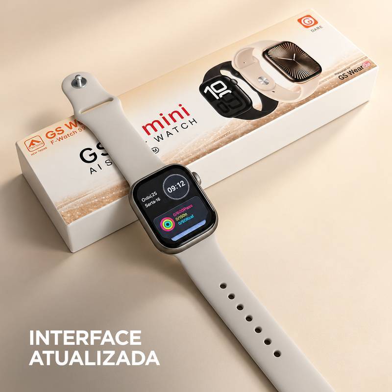 Smartwatch GSWEAR GS10 Mini 41mm Tela 1,75” IPS, Ligações, Ilha Dinâmica e IP67