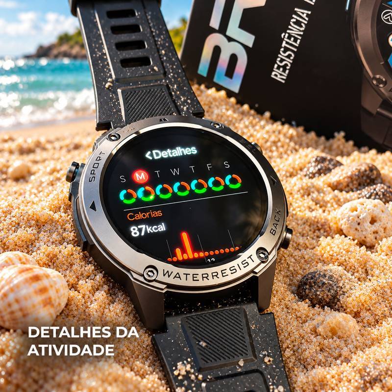 Smartwatch Wearzone BRAVE AMOLED 1,43” GPS Dual-Band L1+L5, 170+ Modos Esportivos, 5 ATM e IP69K