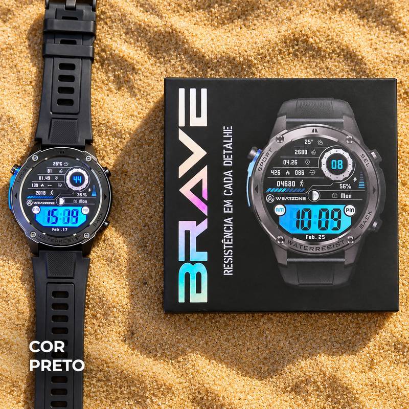 Smartwatch Wearzone BRAVE AMOLED 1,43” GPS Dual-Band L1+L5, 170+ Modos Esportivos, 5 ATM e IP69K