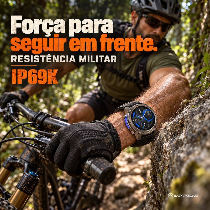Smartwatch Wearzone BRAVE AMOLED 1,43” GPS Dual-Band L1+L5, 170+ Modos Esportivos, 5 ATM e IP69K