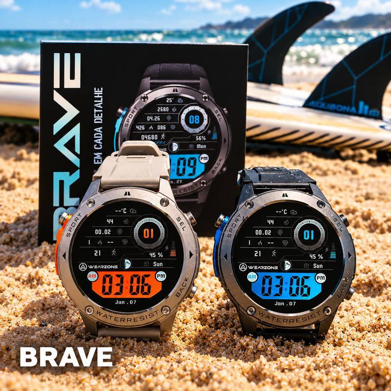 Smartwatch Wearzone BRAVE AMOLED 1,43” GPS Dual-Band L1+L5, 170+ Modos Esportivos, 5 ATM e IP69K