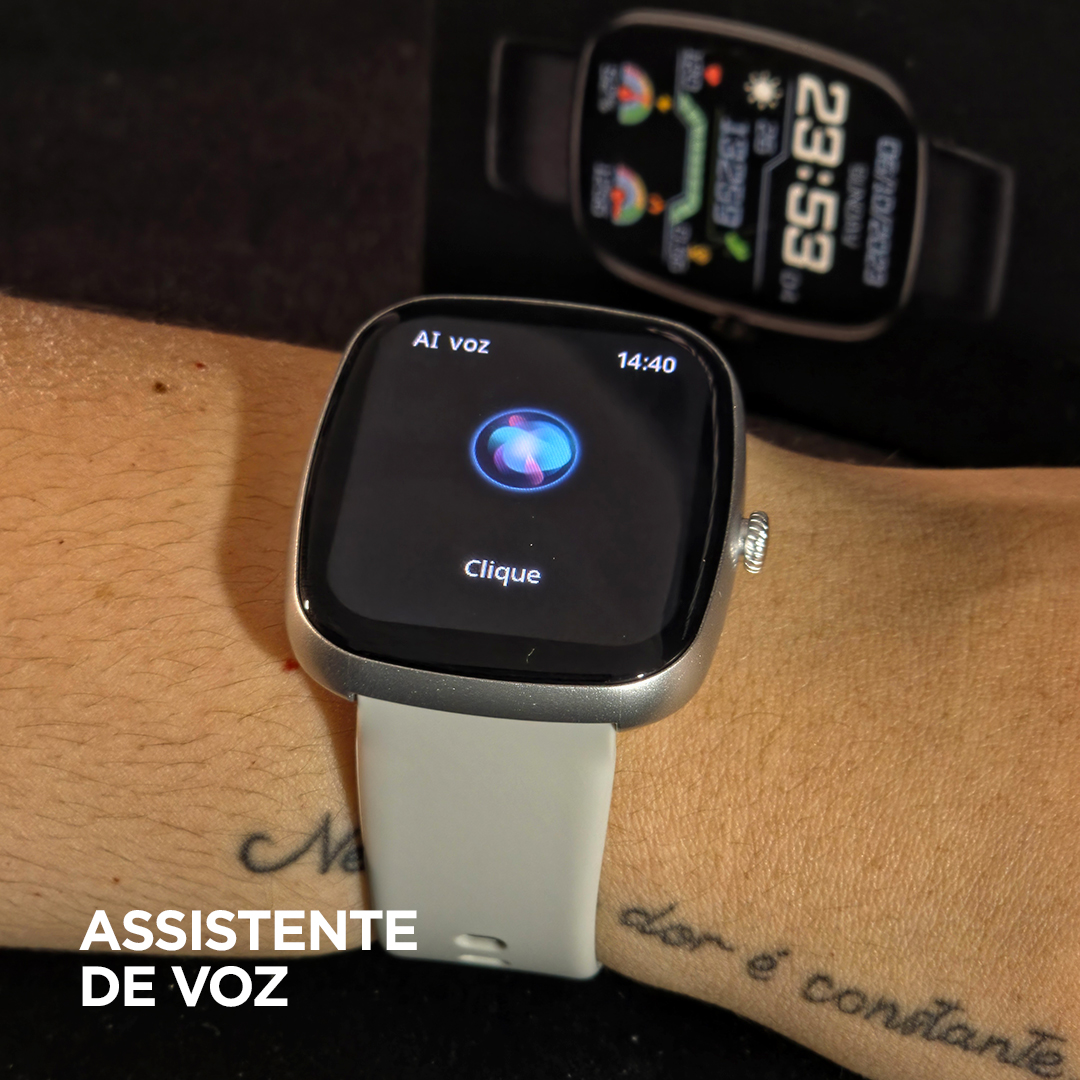 Smartwatch Wearzone EASY 45mm Tela 1,83” TFT, Ligações, Monitoramento e 1 ATM