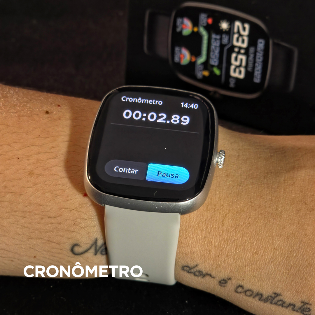 Smartwatch Wearzone EASY 45mm Tela 1,83” TFT, Ligações, Monitoramento e 1 ATM