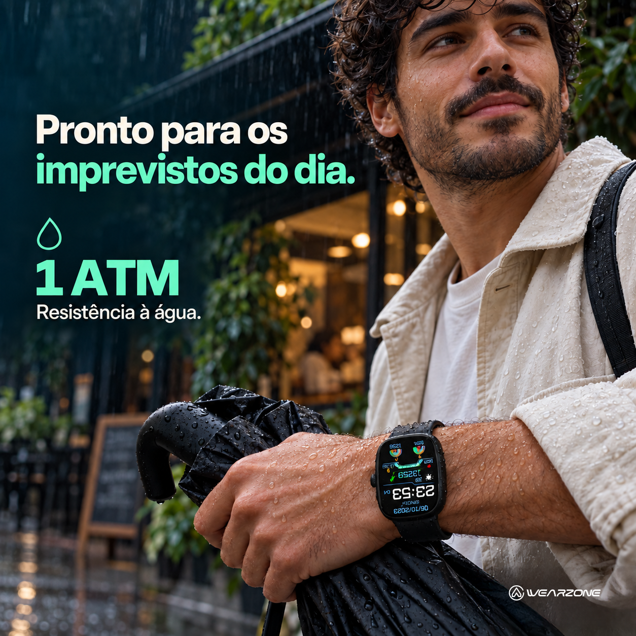 Smartwatch Wearzone EASY 45mm Tela 1,83” TFT, Ligações, Monitoramento e 1 ATM