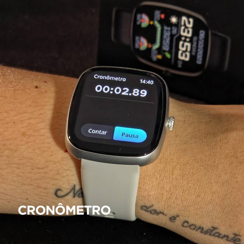 Smartwatch Wearzone EASY 45mm Tela 1,83” TFT, Ligações, Monitoramento e 1 ATM