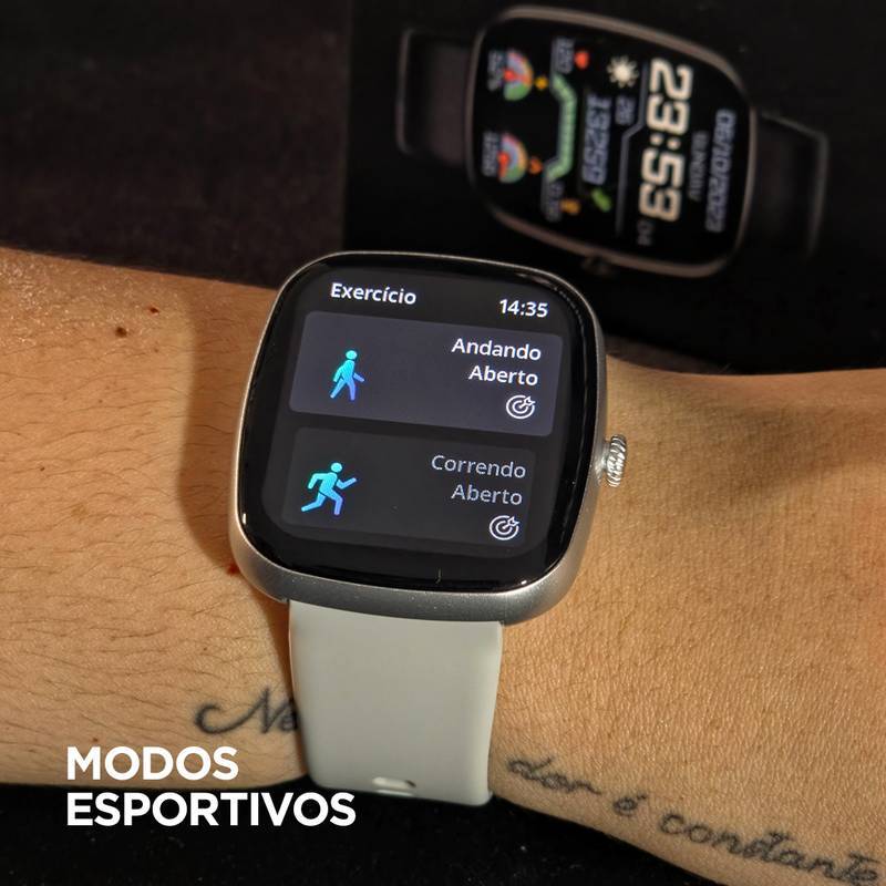 Smartwatch Wearzone EASY 45mm Tela 1,83” TFT, Ligações, Monitoramento e 1 ATM