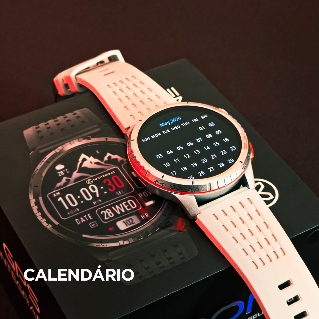 Smartwatch Wearzone KRON AMOLED com GPS Integrado, Chamadas Bluetooth, 3 ATM e Pulseira de Silicone