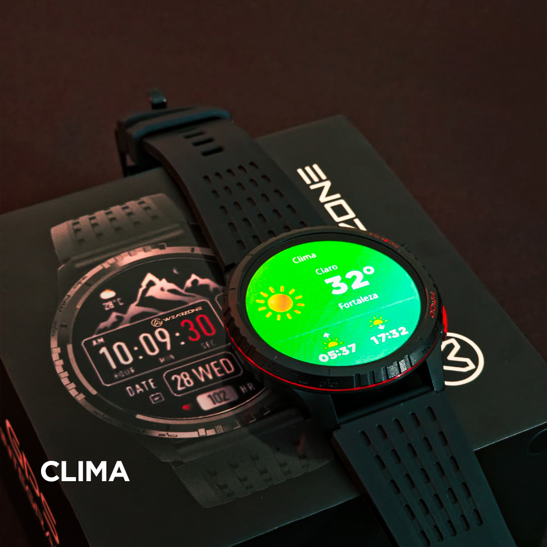 Smartwatch Wearzone KRON AMOLED com GPS Integrado, Chamadas Bluetooth, 3 ATM e Pulseira de Silicone