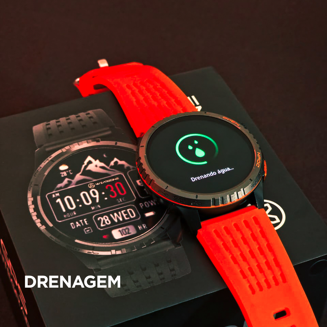 Smartwatch Wearzone KRON AMOLED com GPS Integrado, Chamadas Bluetooth, 3 ATM e Pulseira de Silicone