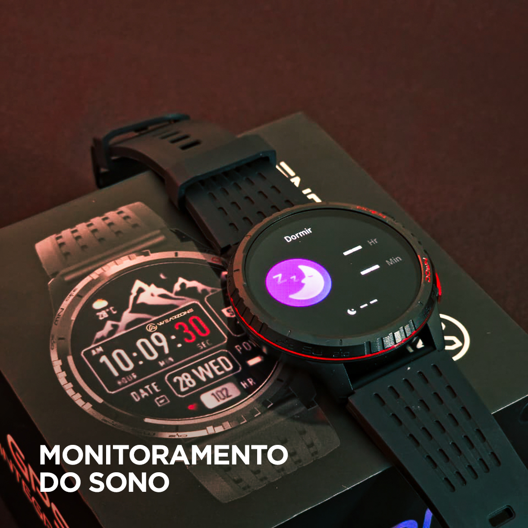 Smartwatch Wearzone KRON AMOLED com GPS Integrado, Chamadas Bluetooth, 3 ATM e Pulseira de Silicone