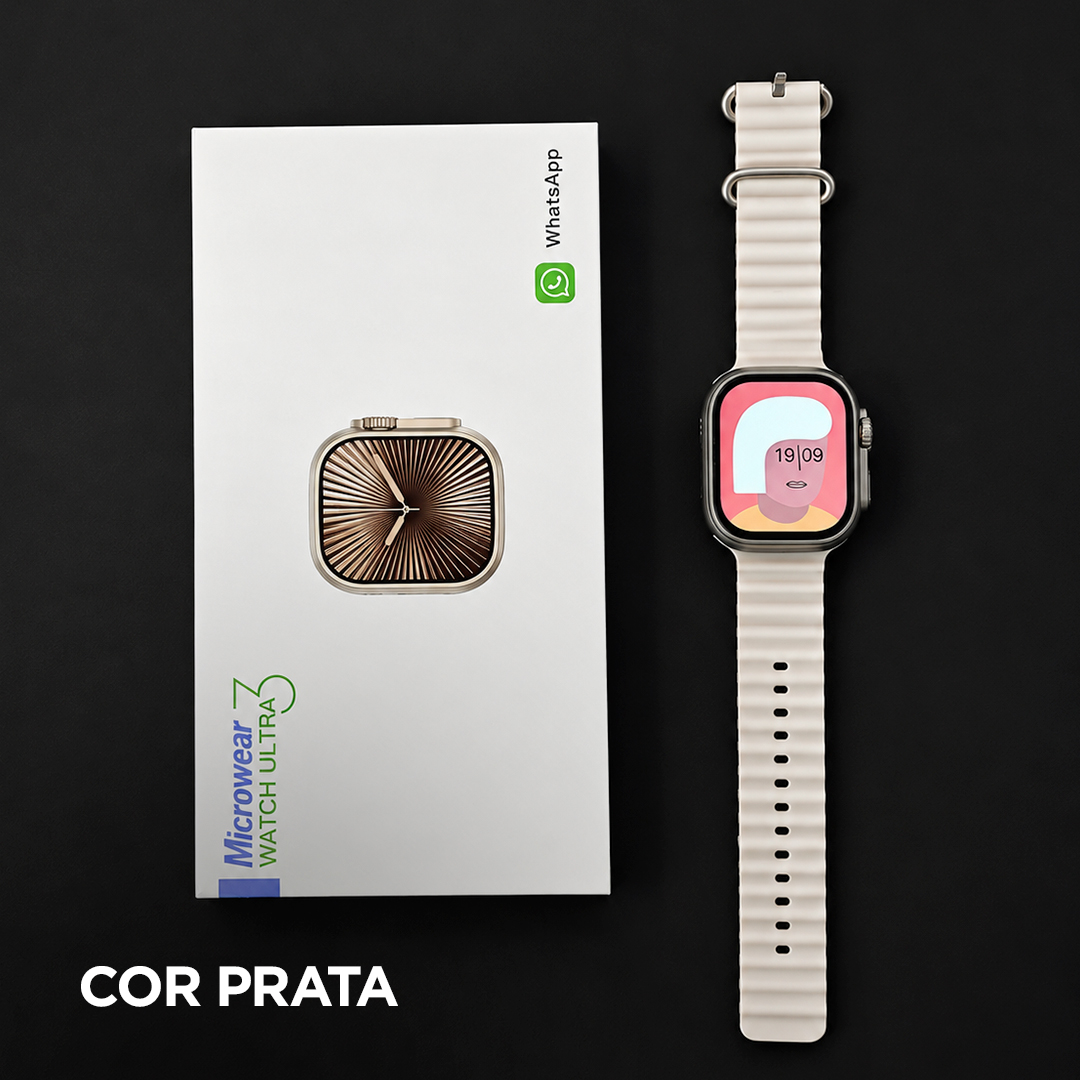 Smartwatch Microwear Ultra U3W 49mm Tela HD 2,2”, 1GB de Memória, WhatsApp por Voz e IP68