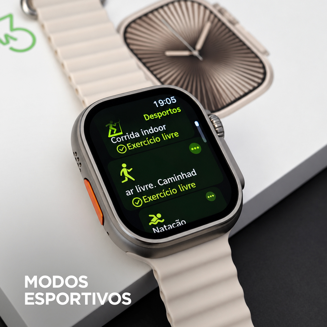 Smartwatch Microwear Ultra U3W 49mm Tela HD 2,2”, 1GB de Memória, WhatsApp por Voz e IP68