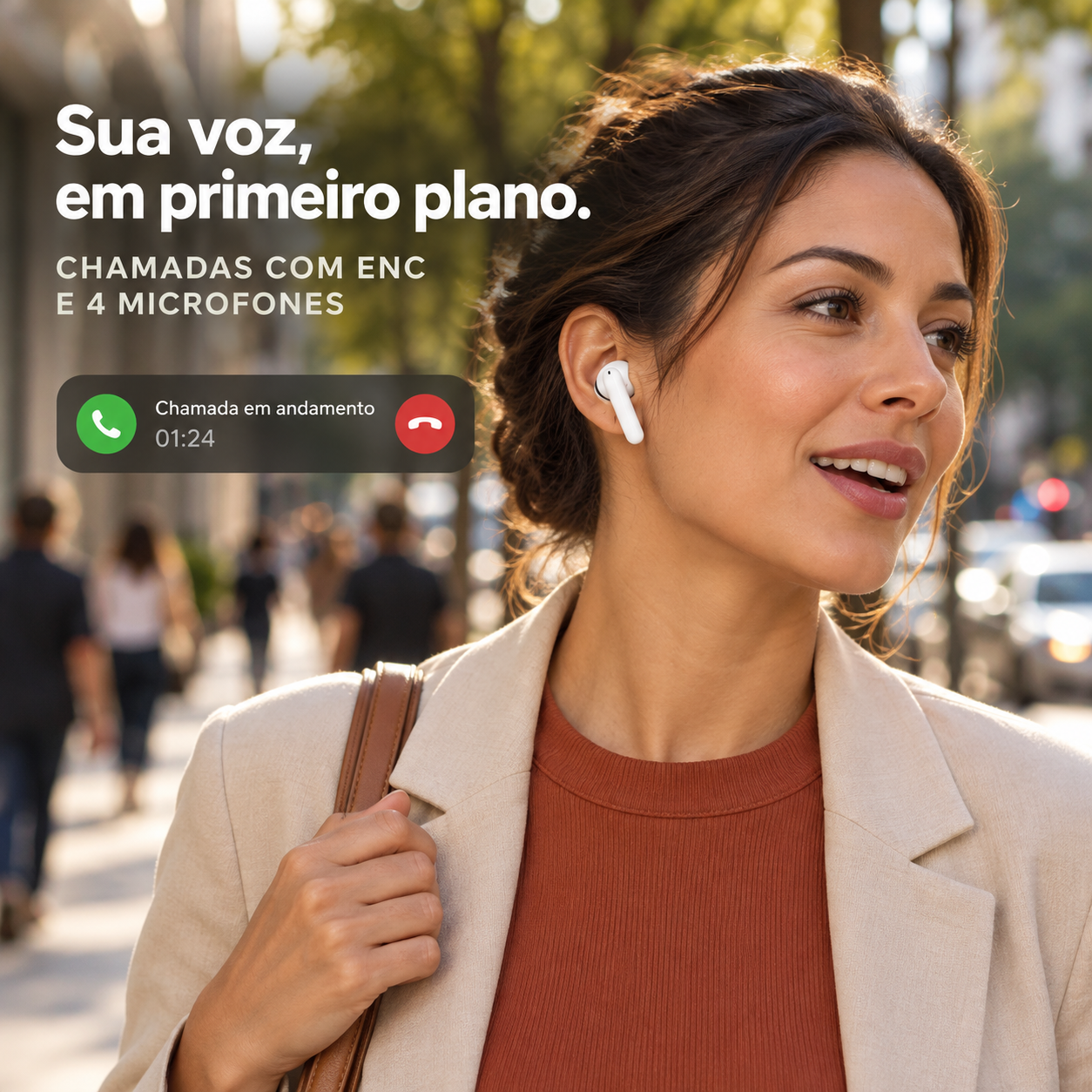 Fone bluetooth TWS WZ06 Cancelamento de Ruído ANC ENC Multi-point