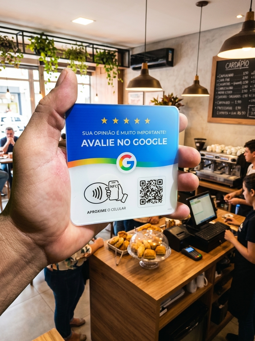 Placa Display Interativo com Tecnologia TAG NFC e QR Code (10x10 cm)