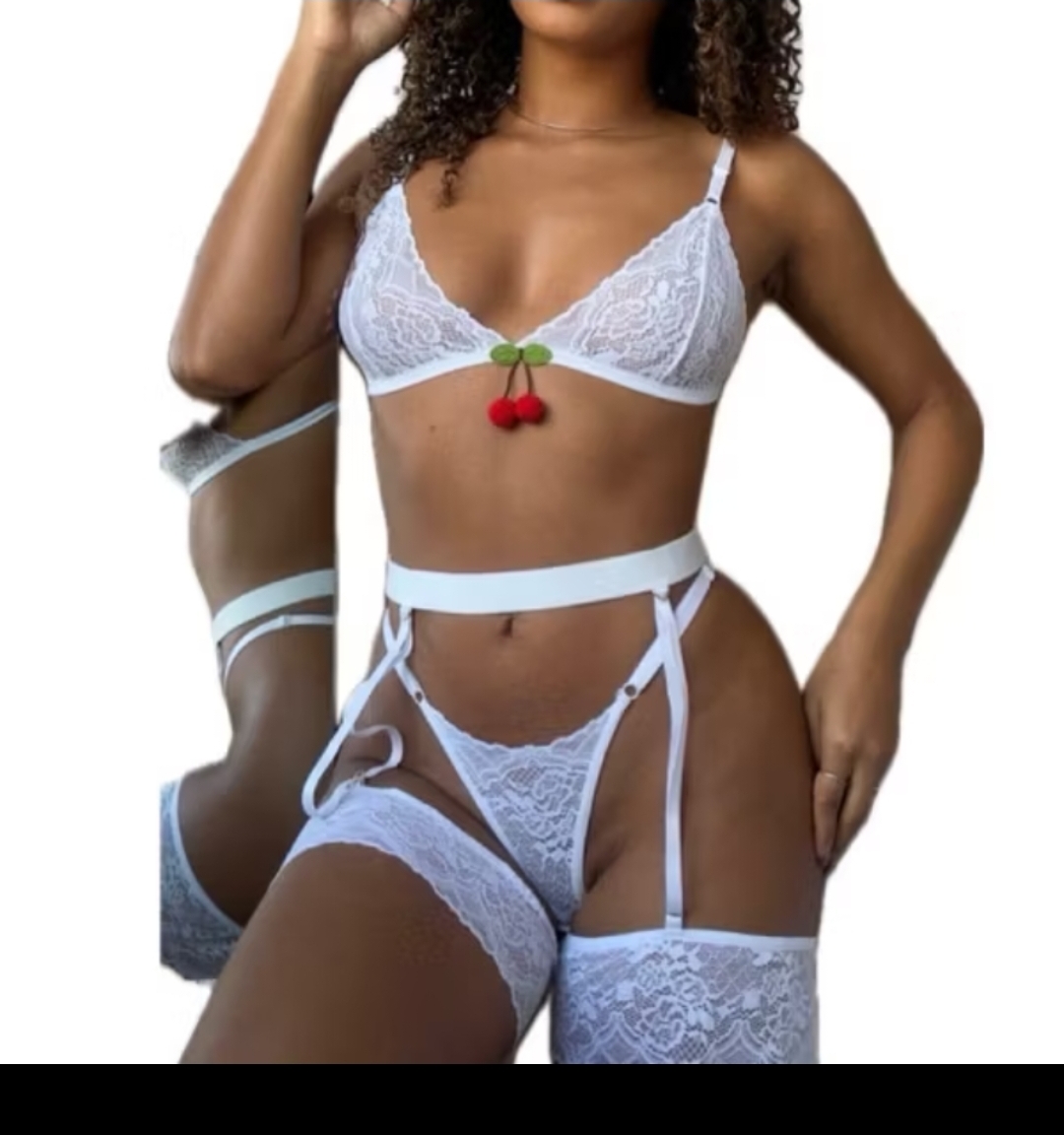 Conjunto cereja com cinta liga